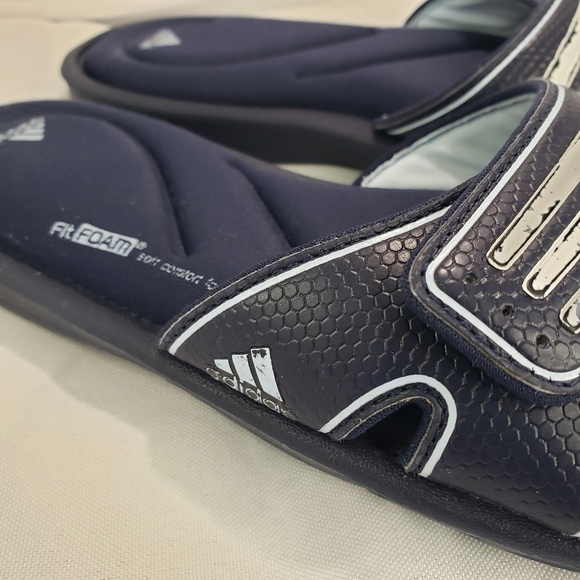 Adidas Sandals Women 6 Blue White TruSport Flip Flop Slide Flat Comfort Fit Foam - Picture 3 of 9